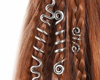 Hair spiral | Etsy IL Hip Hop Hair, Hair Jewelry For Braids, Braided Beard, Snake Hair, Braid Clips, Beaded Hair Pins, Hair Charms, Hair Cuffs, Hair Coils