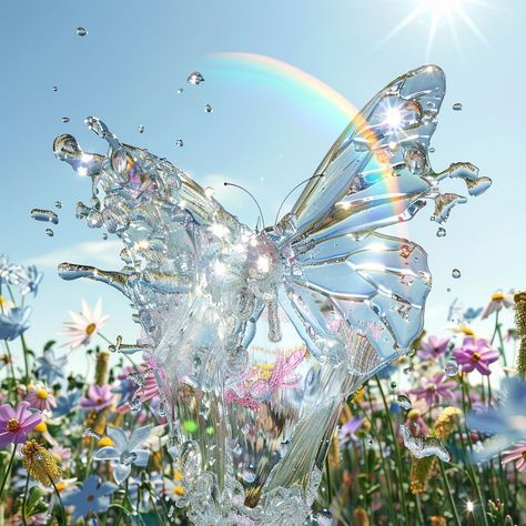 Prompt 👉Abstract art photo of water splash forming a transparent water butterfly flying over a flower meadow with rainbow and sunlight in the background, with hyper-realistic transparent water texture and detailed close-up, against a clear blue sky, in super realistic photography style, with dynamic movement and visible in natural light in high resolution, with HDR rendering. 👉 if Like, please Follow and Share AI Graphics Studio 👇Contact on WhatsAPP: http://tiny.cc/aigraphicsstudio #aigraph... Water Butterfly, Realistic Photography, Dynamic Background, Butterfly Flying, Night Cafe, Water Texture, Draw Together, Cinematic Lighting, Flower Meadow