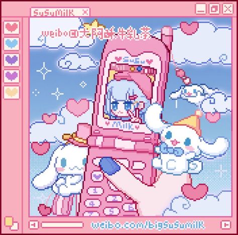 Piskel Art, Charmmy Kitty, Arte 8 Bits, 8bit Art, Pixel Art Characters, Pix Art, Hello Kitty Art, Japon Illustration, Sanrio Wallpaper