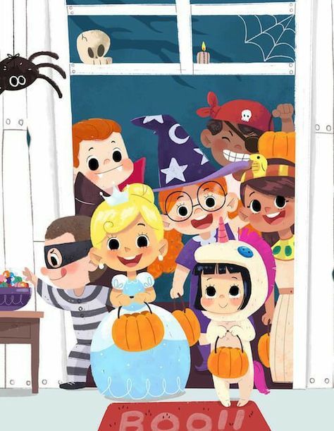 Treat Or Trick, Illustration Art Kids, Picture Books Illustration, Childrens Books Illustrations, Book Illustration Art, Halloween Illustration, Halloween Cartoons, Illustrations And Posters, Illustration Character Design