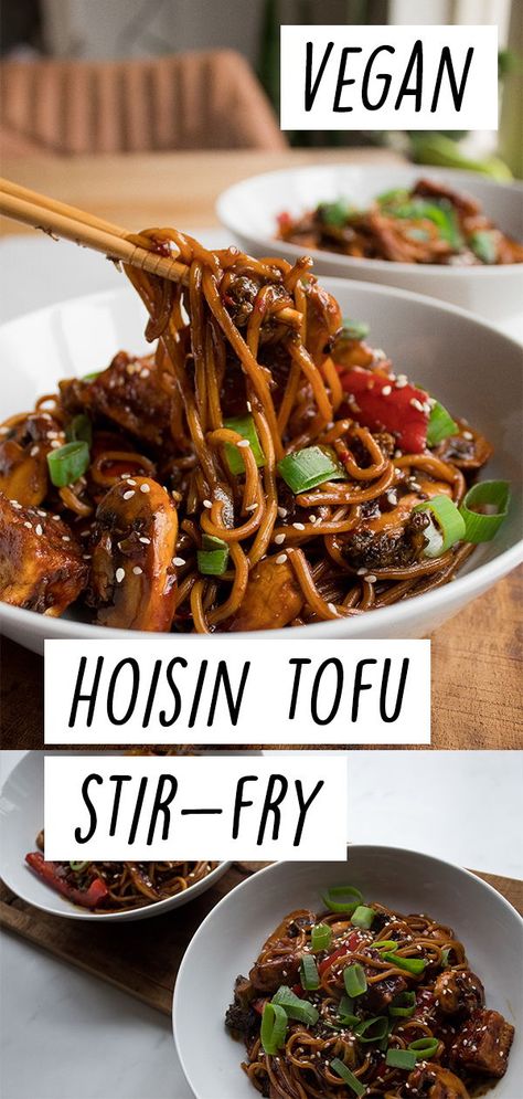 Hoisin Tofu, Current Recipes, Vegan Noodles Recipes, Stir Fry Sauce Easy, Dinner Noodles, Pescatarian Diet, Tofu Noodles, Vegan Stir Fry, Vegan Noodles