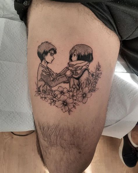 Mikasa Tattoo Design, Aot Tattoo Mikasa, Eren And Mikasa Tattoo, Nabi Tattoo, Mikasa Tattoo, Eren Jaeger Tattoo, Attack On Titan Tattoo Ideas, Bite Mark Tattoo, Gaara Tattoo