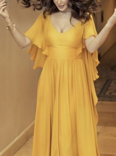 Yellow V-neck Maxi Dress For Formal Occasions, Mustard Flowy V-neck Dress, Yellow V-neck Chiffon Beach Dress, Yellow V-neck Chiffon Maxi Dress, Yellow V-neck Dress With Ruffle Hem, Flying Dress, Dress Wedding Guest, Wedding Guest Dresses, Cheap Wedding