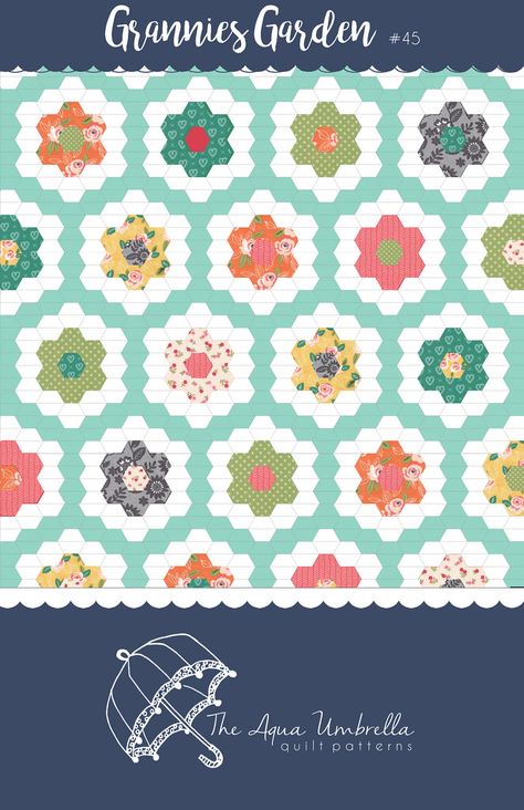 Grandmothers Flower Garden Quilt Pattern, Flower Garden Quilt Pattern, Garden Quilt Pattern, Grandmothers Flower Garden Quilt, Grandmothers Flower Garden, New Project Ideas, Flower Garden Quilt, Homemade Quilts, Umbrella Designs