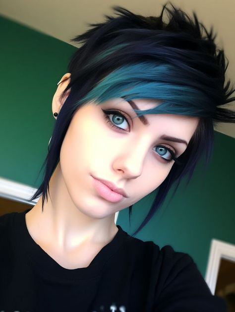 Modern Emo Hair, Short Goth Hair, Holidays Hairstyles, Emo Hair Ideas, Metal Hairstyles, Short Emo Hair, Emo Hairstyles, Modern Goth, Short Scene Hair