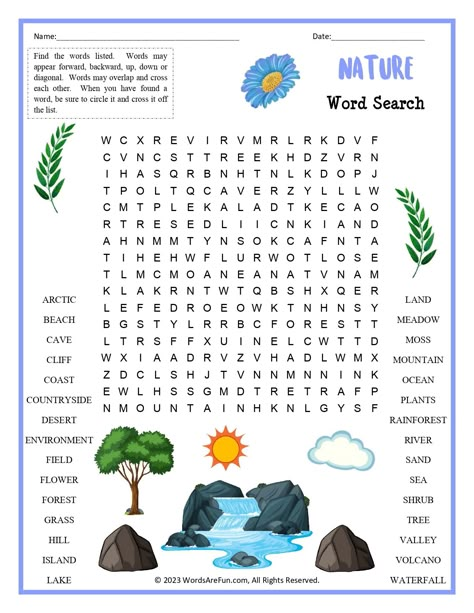 Nature Word Search for Kids Nature Worksheets For Kids, Nature Word Search, Nature Worksheets, Nature Worksheet, Agriculture Classroom, Nature Activities For Kids, Word Puzzles For Kids, Nature Lessons, Sequence Writing