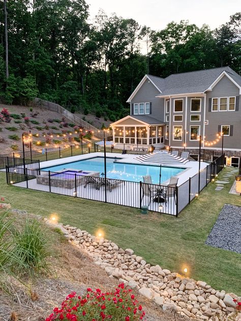 Inground Pool Landscaping, Living Pool, Dream Backyard Pool, Pools Backyard Inground, Dream Life House, Backyard Pool Landscaping, Dream Pools, Backyard Pool Designs, Swimming Pools Backyard