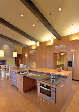 Accessible roll under kitchen work island --  Image: Mikiten Architecture (TAG: WHEELCHAIR ACCESSIBLE UNIVERSAL DESIGN) Wheelchair House, Accessible House, Contemporary Reception, Accessible Kitchen, Casa Cook, Contemporary Stairs, Contemporary Fireplace, Contemporary Cottage, Contemporary Farmhouse