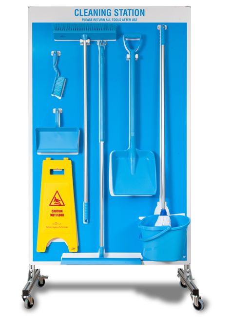 5S Cleaning Stations provide the perfect platform for ensuring that cleaning equipment is at the right place, at the right time, when it is needed. Cleaning Equipment Storage, Closing Circle, Cleaning Station, Warehouse Management System, Visual Management, Employee Safety, Factory Architecture, Warehouse Management, Lean Manufacturing