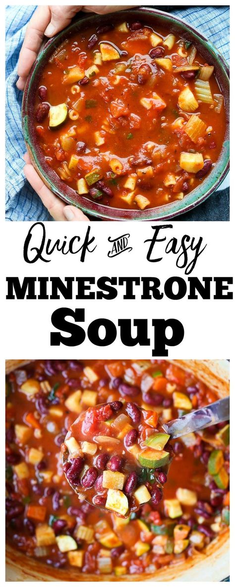 SO easy and healthy! Minestrone Soup Recipe #soup #healthy #minestrone Healthy Minestrone Soup, Soup Minestrone, Vegetarian Minestrone Soup, Minestrone Soup Easy, Minestrone Soup Recipe, Recipe Soup, Soup Healthy, Best Soup Recipes, Minestrone Soup