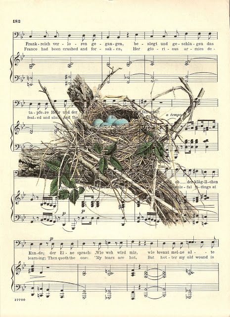 Sheet Music Crafts, Sheet Music Art, Book Page Art, Dictionary Art, Antique Images, Bird Crafts, Vintage Birds, Vintage Printables, Pics Art