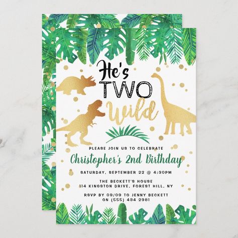 Dinosaur Invitations, Two Wild, Dinosaur Birthday Invitations, 2nd Birthday Invitations, Photo Birthday Invitations, Birthday Thank You Cards, Birthday Invites, Dinosaur Birthday Party, 1st Birthday Invitations