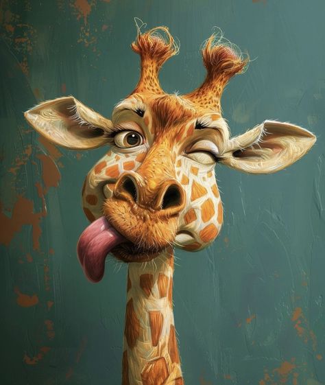 Giraffe Character, Cat Silly, Pfp Cat, Funny Characters, Animal Caricature, Realistic Cartoons, Bible Journaling Ideas Drawings, Art Photography Portrait, Giraffe Art