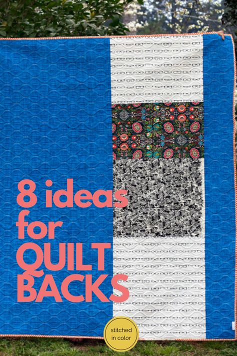 Quilt Backing Ideas Simple Scrap, Scrappy Quilt Back Ideas, Quilt Back Pieced, Back Of Quilts Ideas, Quilting A Tshirt Quilt, Backing Quilt Ideas, Unique Quilt Backing Ideas, Backs Of Quilts Ideas, Ideas For Piecing Quilt Backs