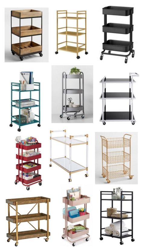 Art Room Storage, Ikea Molger, Centsational Style, Rolling Carts, Ikea Organization, Desain Pantry, Art Studio Room, Craft Room Design, Art Studio At Home