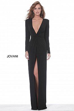 V Neck Dresses, Plunging V Neck Dress Plunging V Neck Dress, Pageant Wear, Long Sleeve Evening Gowns, Black Blush, Formal Evening Wear, Jovani Dresses, Mother Of Groom Dresses, Long Sleeve Evening Dresses, Mom Wedding