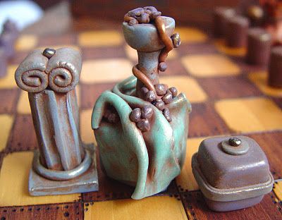 chess pieces-polymer clay Clay Chess Set, Clay Chess, Board Game Pieces, Chess Board Game, Chess Queen, Chess Sets, Chess Game, 7th Grade, Shape And Form