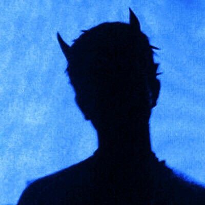 Devil Horns, Blue Background, Tumblr, Blue