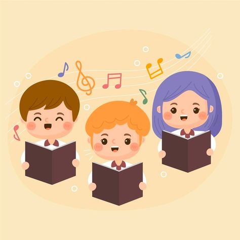 Chibi Singing, Choir Quotes, Saved Pictures, Auditory Learners, Sound Picture, Kids Singing, Character Group, Vector Cartoon, Kids Church