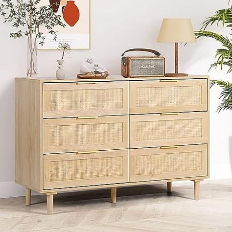 Amazon.com: FUQARHY 6 Drawer Dresser Rattan Dresser Modern Chest with Drawers,Wood Storage Closet Dressers Chest of Drawers for Bedroom,Living Room,Hallway (Natural) : Home & Kitchen Dresser Rattan, Closet Dressers, Chest With Drawers, Rattan Dresser, Dresser Modern, Drawers For Bedroom, Dresser In Closet, Modern Chests, Room Store