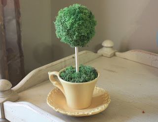 DIY - Tea Cup Topiary Teacup Ideas, Thrifting Ideas, Teacup Crafts, Moss Ball, Tea Diy, Wedding Tea, Topiaries, Centerpiece Ideas, Diy Vase