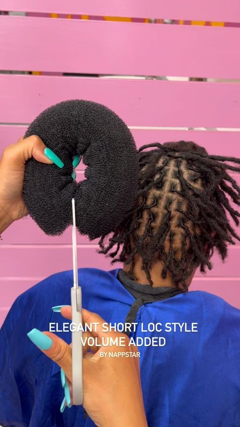 Annette Roche | Your Locs are never too short for a style ✨ book your appointment www.NappStar.com #locs #locstylesforwomen | Instagram Short Loc Styles For Women With Shaved Sides, Loc French Roll Updo, Loc Updo Styles Short Women, Neck Length Locs Styles Black Women, Loc Styles For Thinning Hair, Long Loc Updos For Women, Wedding Locs Hairstyles Short, Loc Petal Mohawk, Super Short Locs Hairstyles