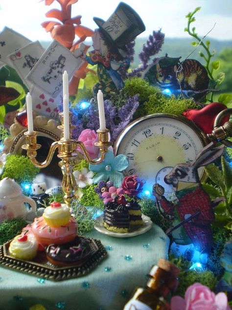 Mad Hatters Mad Tea Party Centerpiece Alice in Wonderland | Etsy Alice In Wonderland Table, Tea Party Centerpieces, Mad Tea Parties, Alice In Wonderland Tea Party Birthday, Alice In Wonderland Aesthetic, Lighted Centerpieces, Mad Hatter Party, Tea Party Decorations, Alice In Wonderland Tea Party