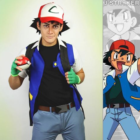 Inspiration & Accessories: DIY Pokemon Ash Ketchum Halloween Costume Idea #pokemoncosplay #ashketchumcosplay #animecosplay #cosplayguy #cosplayersofinstagram #bestcosplay #ashcosplay #malecosplay #cosplayideas Ash Ketchum Halloween Costume, Cosplay Ideas For Men, Ash Pokemon Costume, Ash Ketchum Costume, Ash Ketchum And Pikachu, Pokemon Trainer Cosplay, Ash Ketchum Cosplay, Ash Costume, Cosplay For Men