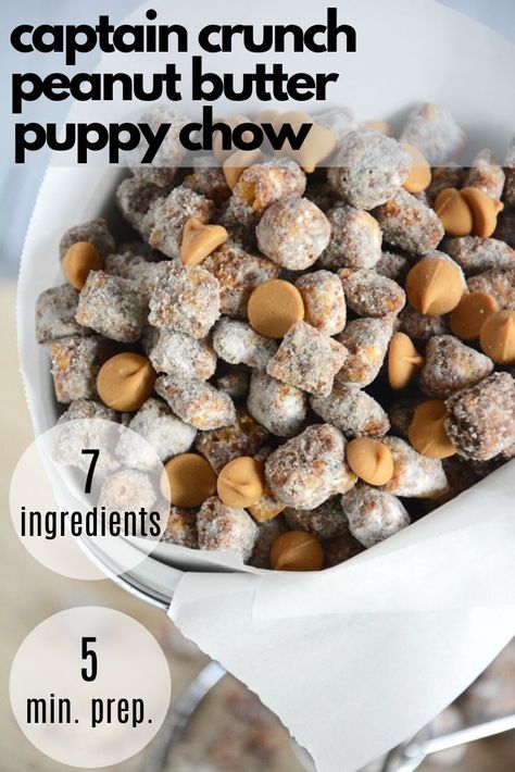 Peanut Butter Puppy Chow, Puppy Chow Crispix Recipe, Puppy Chow Halloween, Easy Desserts For A Crowd, Puppy Chow Cookies, Captain Crunch Cereal, Chex Mix Recipes Original, Puppy Chow Chex Mix Recipe, Chex Mix Puppy Chow