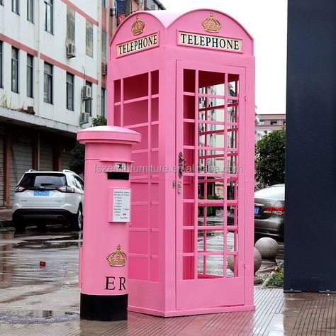 Party Backdrop Decoration British Vintage Phone Booth Prop Pink Antique London Telephone Box - Buy Telephone Box,British Telephone Box,Vintage Telephone Booth Product on Alibaba.com Pink Telephone, London Phone Booth, Audio Guest Book, Pink Antique, Antique Telephone, Vintage Phone, Telephone Box, Telephone Booth, Vintage Phones