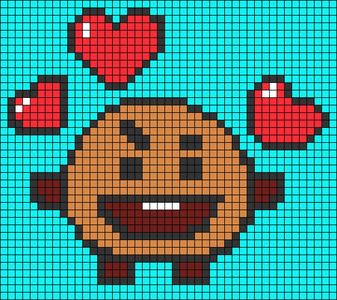 Alpha pattern #32492 | BraceletBook Bt21 Alpha Pattern, Bt21 Cross Stitch Pattern, Bts Cross Stitch Patterns, Kpop Pixel Art, Pixel Art Kpop, Shooky Bt21, Graph Crochet, Easy Pixel Art, Pixel Art Templates