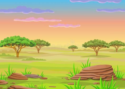 Mad Angles, Animation Landscape, Scenery Drawing For Kids, African Savanna, Isometric Map, African Plains, Field Wallpaper, Graphic Book, Cartoon Elephant