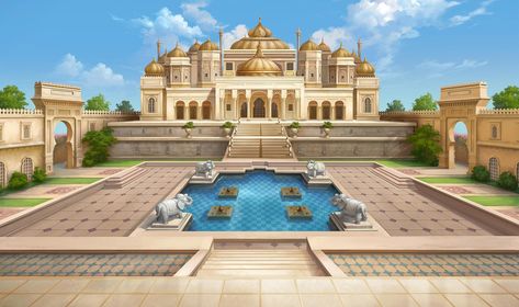 Indian Castle, Palace Illustration, Arabian Palace, City Palace Udaipur, Resort Interior Design, Wedding Card Design Indian, India Architecture, Ancient Indian Architecture, Episode Backgrounds