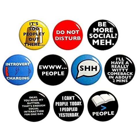 Funny Introvert Buttons Pins for Backpacks or Fridge Magnets 10 Pack Gift Set 1 Inch 10P2-1 Pins For Backpacks, Funny Buttons, Introvert Humor, Nerdy Gifts, Backpack Pins, Sarcastic Gifts, Mini Fridge, Amazon Handmade, Work Humor