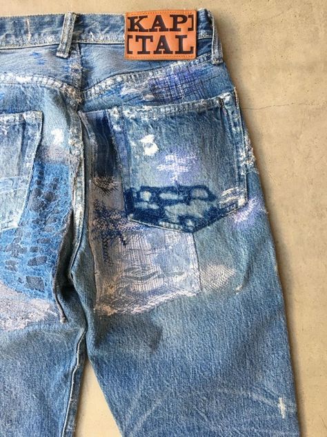 Boro Denim, Kapital Denim, Baggy Jeans For Women, Denim Diy Clothes, Denim Repair, Denim Inspiration, Diy Jacket, Men's Bottoms, Diy Clothes Design