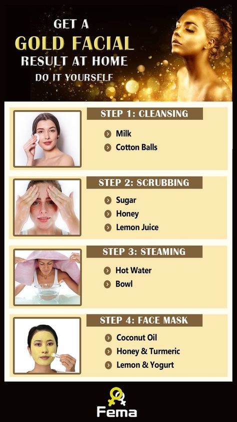 This facial can improve skin elasticity, making your skin look fresh and rejuvenated. Doing this facial regularly can slow down the depletion of collagen, helping you maintain younger-looking skin. Its anti-bacterial and anti-inflammatory properties are great for the skin. These properties keep any skin disorders like breakouts, itchiness, redness, and dry flakes at bay. #goldfacial #glowingskin #skintightening #homeremedies Skin Facial At Home, Dry Skin Facial, Glowup Tips, Gold Facial, Coconut Oil Face Mask, Facial For Dry Skin, Baby Photo Frames, Skin Facial, Basic Skin Care Routine