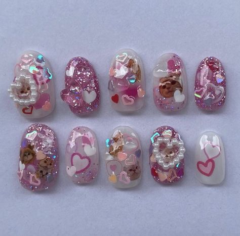 Confetti Nails, 2023 Pink, Colored Acrylic Nails, Pretty Gel Nails, Really Cute Nails, Soft Nails, Cat Nails, Slime Asmr, Kawaii Nails