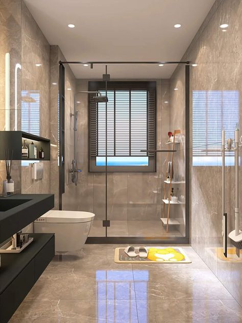 Small Washroom Ceiling Design, Small Bathroom Window, Bed In Closet Tiktok, Guest Bathroom Design, Modern Small Bathrooms, Washroom Design, Bathroom Design Inspiration, Bathroom Windows, House Design Kitchen