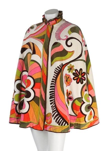 Lot 301 - A Pucci printed towelling cape, late Wool Capelet, Terry De Havilland, Hardy Amies, Pucci Print, Opera Coat, Party World, Cruise Collection, Red Chiffon, Beaded Chiffon