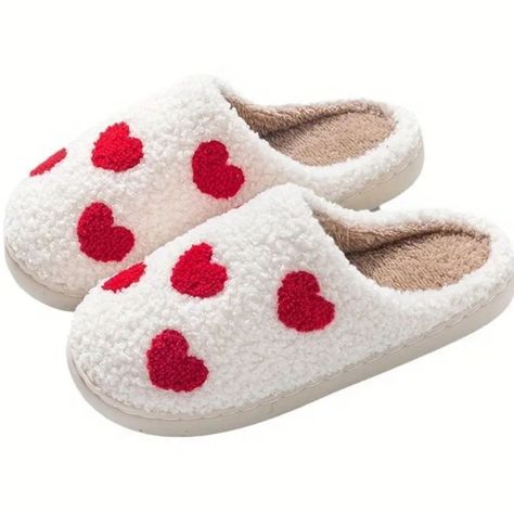 Heart Slippers, Gift Ideas For Myself, White Slippers, Bunny Slippers, Valentine Gift Ideas, Galentines Day, Cartoons Love, Couple Cartoon, Bedroom Flooring