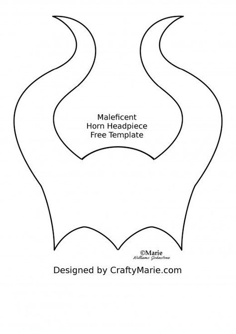 Free Pattern Template to Make Maleficent Horns Headpiece as a Headband or Mask Maleficent Horns Drawing, Maleficent Headpiece Diy, Horn Template, Maleficent Birthday Party, Horns Headpiece, Descendants Party Ideas Birthdays, Maleficent Party, Disney Villain Party, Disney Descendants Party