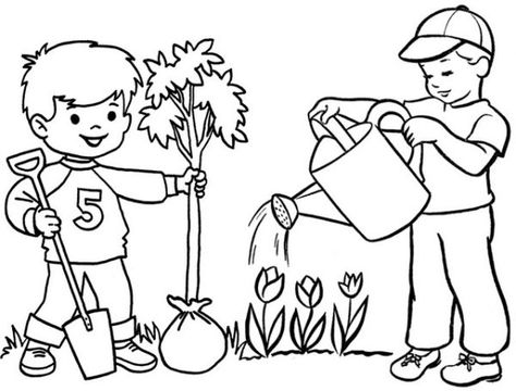 boys planting and watering for arbor day coloring page - Free Arbor Day Coloring Pages Earth Day Coloring Pages, Camping Coloring Pages, Planting For Kids, Arbor Day, Dramatic Play Preschool, Preschool Coloring Pages, Tree Coloring Page, English Worksheets For Kids, Coloring Pages For Boys