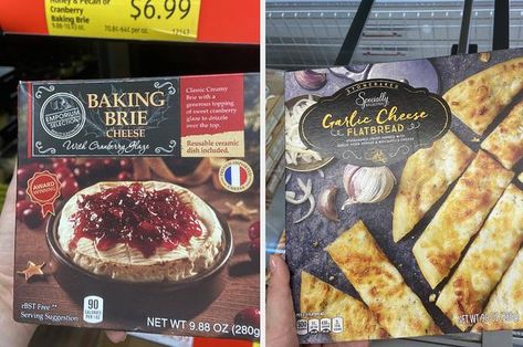 Aldi Appetizers, Aldi Party Food, White Chocolate Peppermint Bark, Goat Cheese Dip, Flavored Whipped Cream, Chocolate Peppermint Bark, Frozen Lobster, Aldi Meal Plan, Seasoned Fries