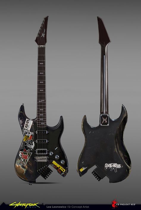 ArtStation - DeLuze Orphean - Johnny Silverhand's guitar design Cyberpunk 2077 Art, Music Guitar Tattoo, Cyberpunk 2077 Concept Art, Music Related Tattoos, Armadura Ninja, Mode Cyberpunk, Guitar Tattoo Design, Cyberpunk Games, Cyberpunk Design