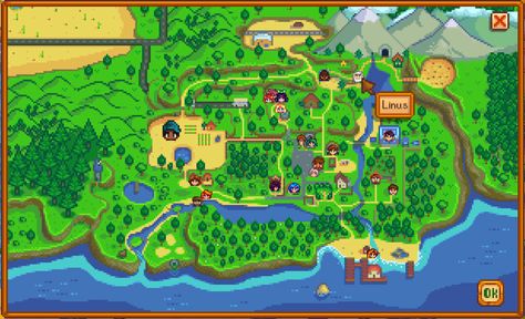 NPC Map Locations Mod at Stardew Valley Nexus - Mods and community Witch Hut, Town Map, Largemouth Bass, Rainbow Trout, Fish Pond, Stardew Valley, Mountain Lake, Catfish, Map Poster