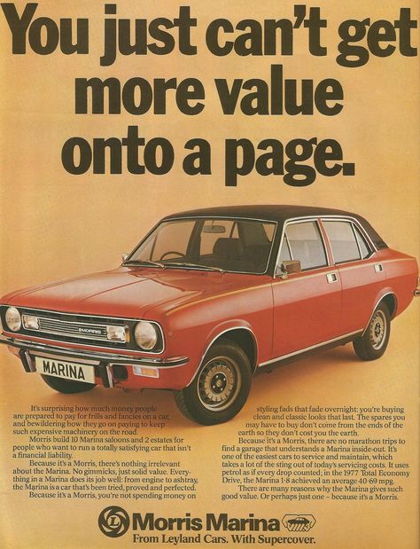 1978 MORRIS MARINA ADVERT | JOHN | Flickr Morris Marina, Austin Cars, Family Tree Research, Concrete Truck, Magazine Advert, 70s Cars, Auto Retro, British Motors, Ford Classic Cars