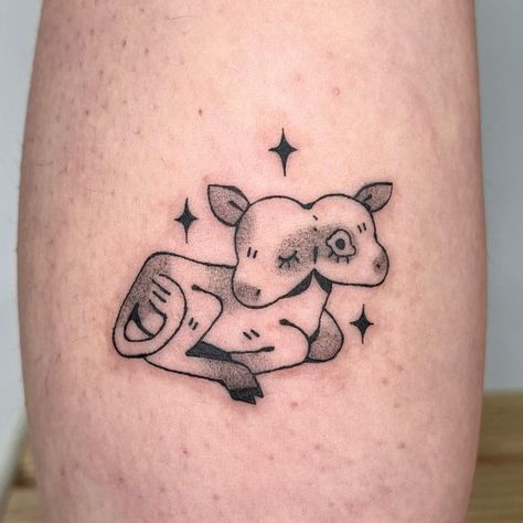 Two Headed Calf, Cow Tattoo, Funky Tattoos, Birthday Tattoo, Cute Little Tattoos, Calf Tattoo, E Tattoo, Dream Tattoos, Writing Prompt