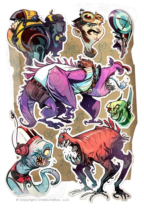 Concepts Dave Guertin, Creature Box, Ratchet And Clank, Art Cyberpunk, Alien Character, Cartoon Monsters, Chara Design, New Character, Monster Design