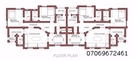 Floor Plan Of My 2 Bedroom Semi-detached - Properties - Nigeria 2 Bedroom Semi Detached Floor Plans, Two Bedrooms Semi Detached House Plans, 2 Bedroom Semi Detached House Plans, Semi Detached House Design, Semi Detached House Plans, Semi Detached Bungalow, Apparment Plan, 2 Bedroom Apartment Floor Plan, Hospital Ideas