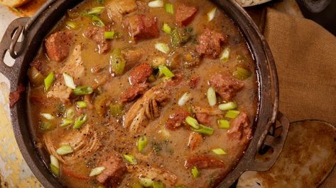 Eula Mae's Sausage and Shrimp Gumbo Okra And Tomato Recipe, Turkey Gumbo, Andouille Sausage Gumbo, Chicken And Sausage Gumbo, Gumbo Recipe Sausage, Shrimp Gumbo, Okra And Tomatoes, Chicken Gumbo, Chicken And Sausage